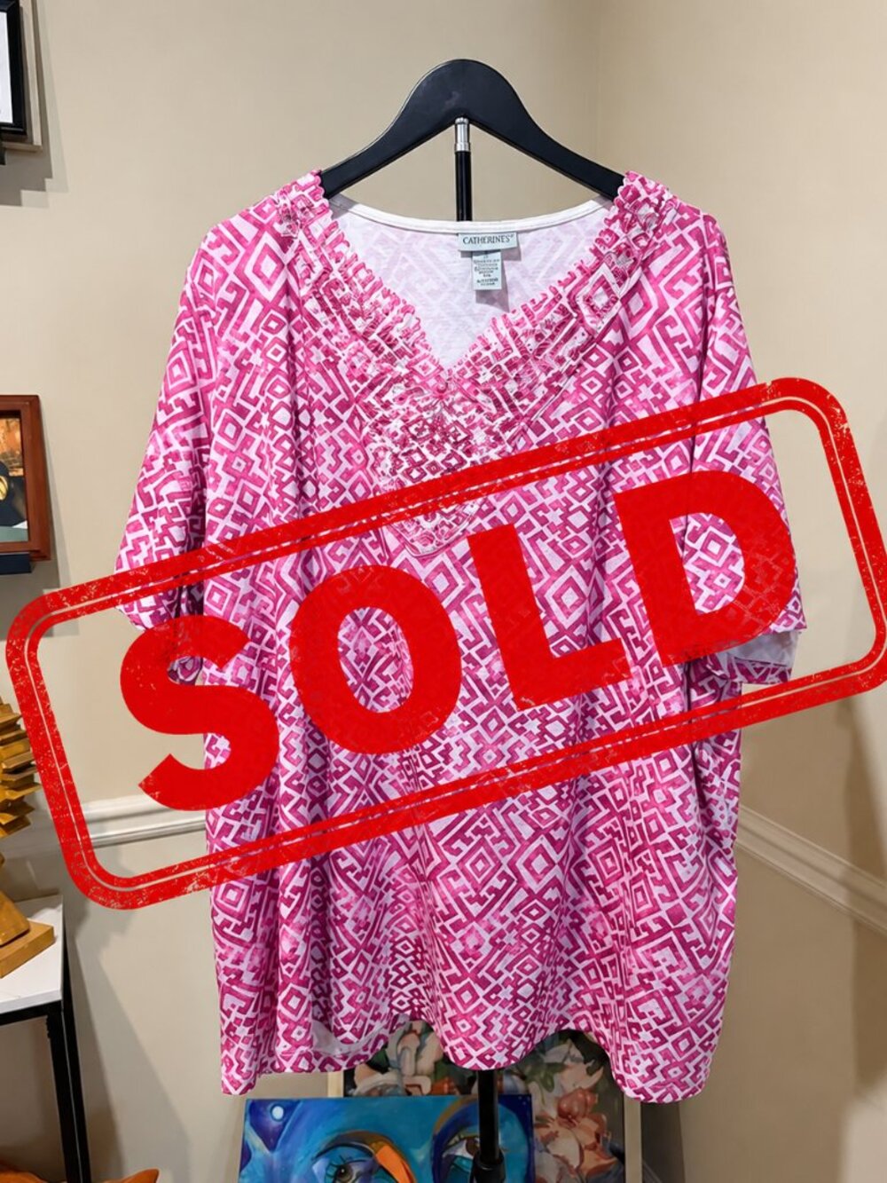3 for $9 Catherines pink and white top with sequence 2X
